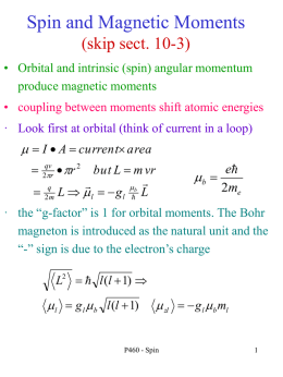 Spin and Magnetic Mon\ments