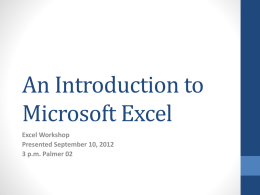 An Introduction to Microsoft Excel