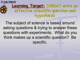 Learning Target: Students will be able to write an