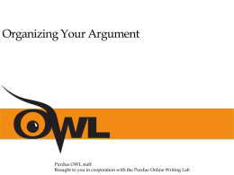 Organizing Your Argument - Purdue Online Writing Lab