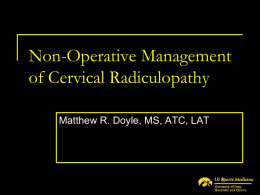 Conservative Treatment of Cervical Radiculopathy