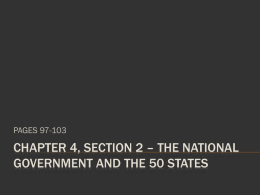 Section 4.2 – The National Government and the 50 States