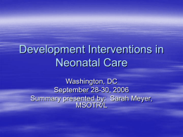 Development Interventions in Neonatal Care