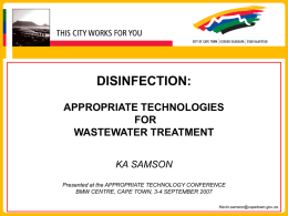 CITY OF CAPE TOWN WASTEWATER DEPARTMENT