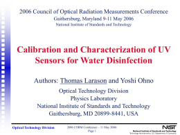 Calibration and Characterization of UV Sensors for Water