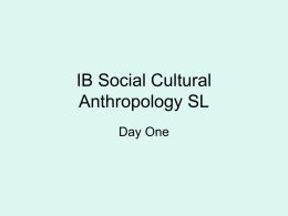 IB Social Cultural Anthropology SL