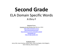 First Grade Domain Specific Words A thru F