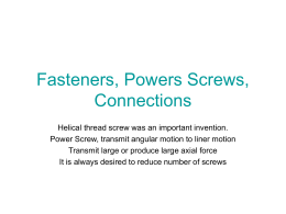 Fasteners, Powers Screws, Connections