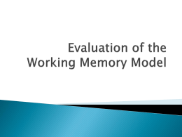 Evaluation of the Working Memory Model