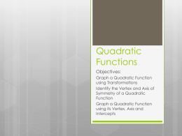 Quadratic Functions - Reeds Spring High School