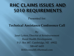 Rhc claims issues and 5010 requirements