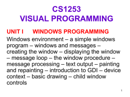 UNIT – I Windows Programming Text Book : Charles Petzold