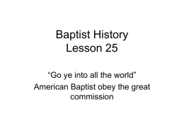 Baptist History Lesson 25 - Grace Reformed Baptist Church