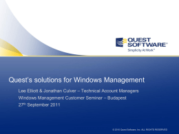 Quest’s solutions for Windows Management Q4 2011
