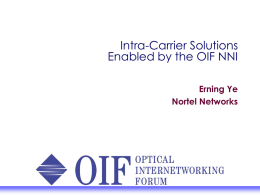 Inter-carrier Solution Enabled by the OIF NNI