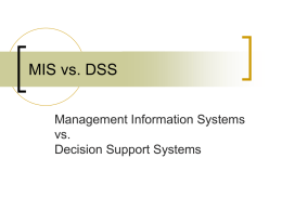 MIS vs. DSS - Siena Computer Science Department