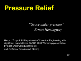 Pressure Relief Safety Valves