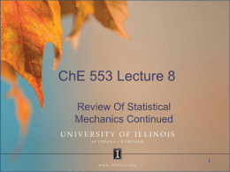 che 377 lectures - Classnotes For Professor Masel's Classes