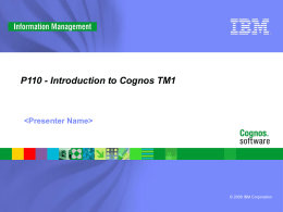 P110 - Introduction to Cognos TM1
