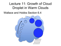 Lecture 11: Growth of Cloud Droplet in Warm Clouds