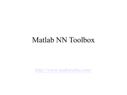 Matlab NN Toolbox - Tel Aviv University