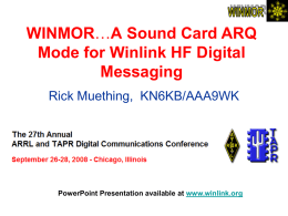 WINMOR…A Sound Card ARQ Mode for Winlink HF Digital …