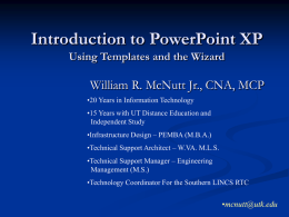 Introduction to PowerPoint XP Using Templates and Wizards