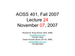 AOSS 401, Fall 2007 Lecture 20 October 29, 2007