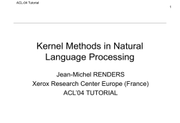 Kernel Methods : Origins - ACL Home Page | Association for
