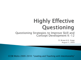 Highly Effective Questioning - Citrus County School District