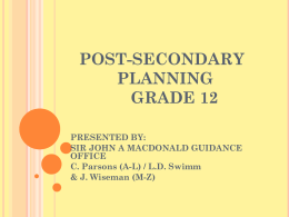 POST-SECONDARY PLANNING GRADE 12’S