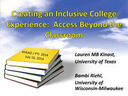 Creating an Inclusive College Experience: Access Beyond