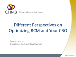Different Perspectives on Optimizing your RCM CBO