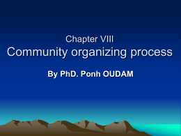 Community organizing process - Document Agriculture for