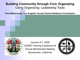 Building Community Through Civic Organizing Tony