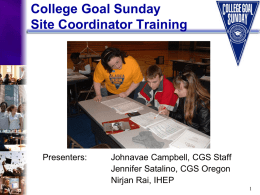 College Goal Sunday February 9, 2004