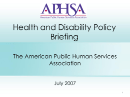 CWD Health Policy and Disability Briefing