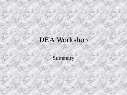DEA Workshop summary