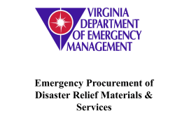 Emergency Procurement of Disaster Relief Materials & Services