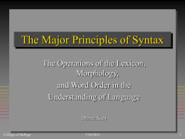 The Major Principles of Syntax