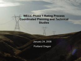 WECC Phase 1 Rating Process Study Coordination