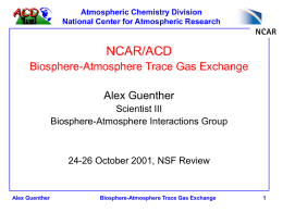 Overview of talks - Atmospheric chemistry