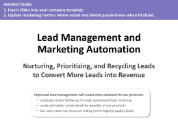Lead Nurturing and Scoring at