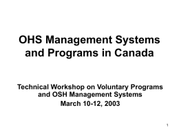 OHS Management Systems and Programs in Canada