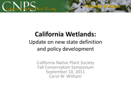 California Wetlands: Update on new state definition and
