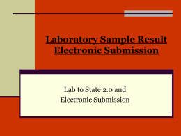 Laboratory Sample Result Electronic Submission