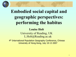 Embodied social capital and geographic perspectives