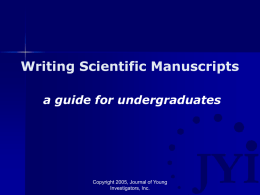 Writing Scientific Manuscripts