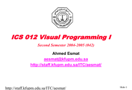 ICS012 Introduction to Visual Basic Programming