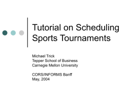 Tutorial on Sports Scheduling
